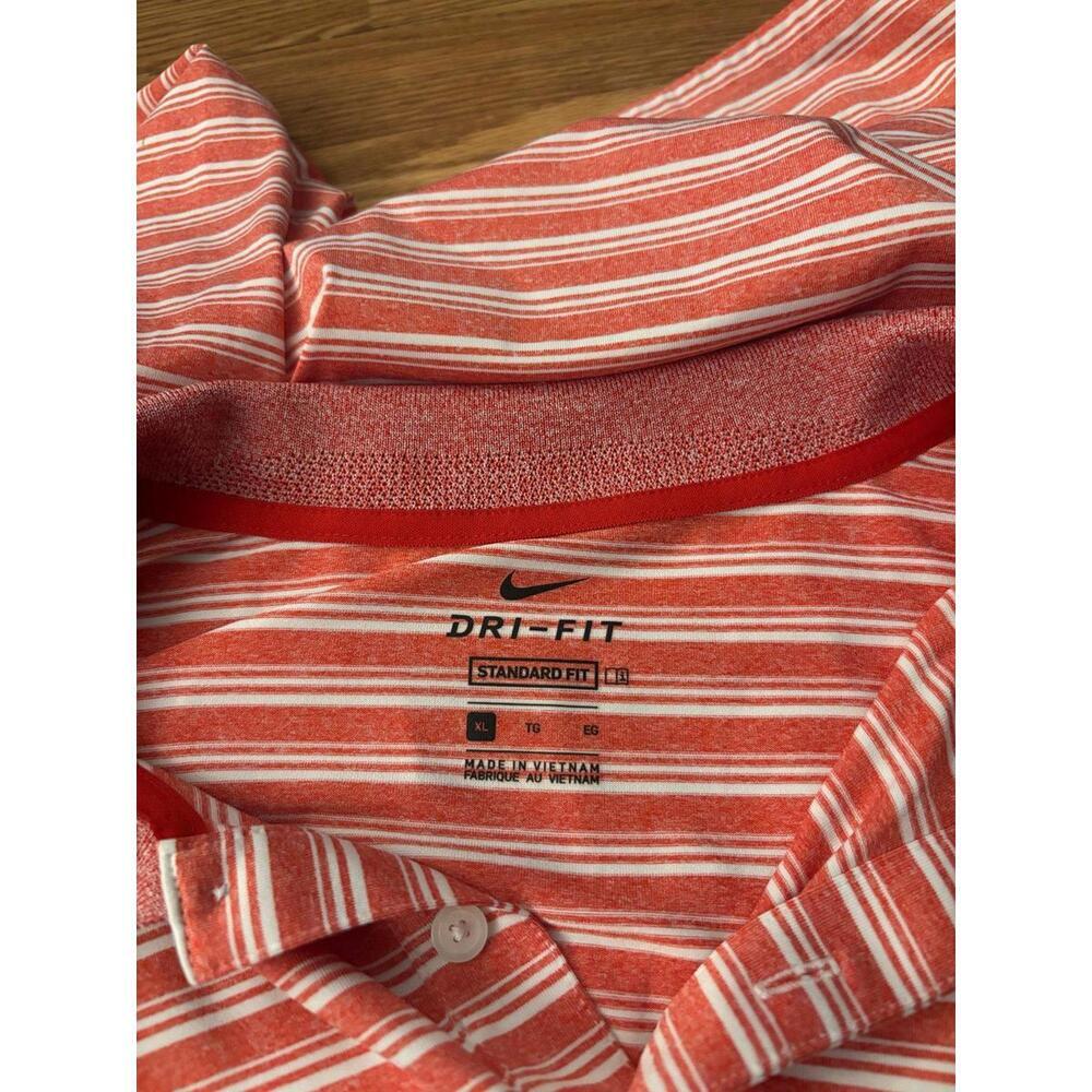 Nike Dri-Fit Red & White Stripe Polo Golf Shirt Size XL - Picture 6 of 6